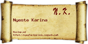 Nyeste Karina névjegykártya